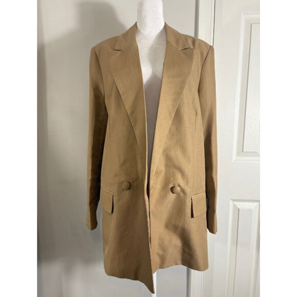 ASOS DESIGN Camel Double-Breasted Longline Blazer – Size 4 (NWOT) - Picture 2 of 8